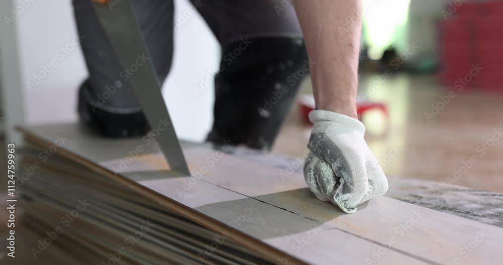 An individual is using a traditional hand saw to expertly cut wooden planks as part of a DIY renovation project An individual is using a traditional hand saw to expertly cut wooden planks as part of a DIY renovation project