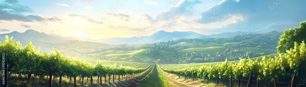 Obraz premium Tranquil Vineyard Landscape