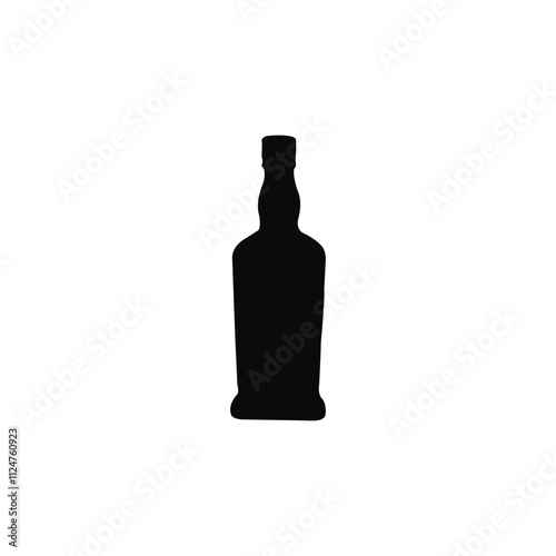 Vintage whisky bottle silhouette vector art on white background.