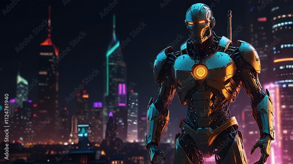 Fototapeta premium Future Hero ai Robots, background Created with Generative AI technology.