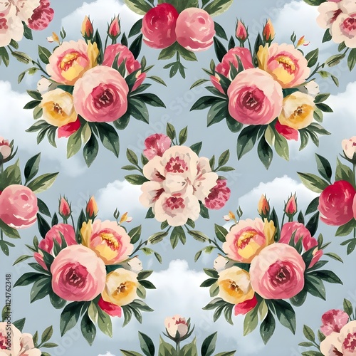 vintage ornamental flowers pattern seamless background