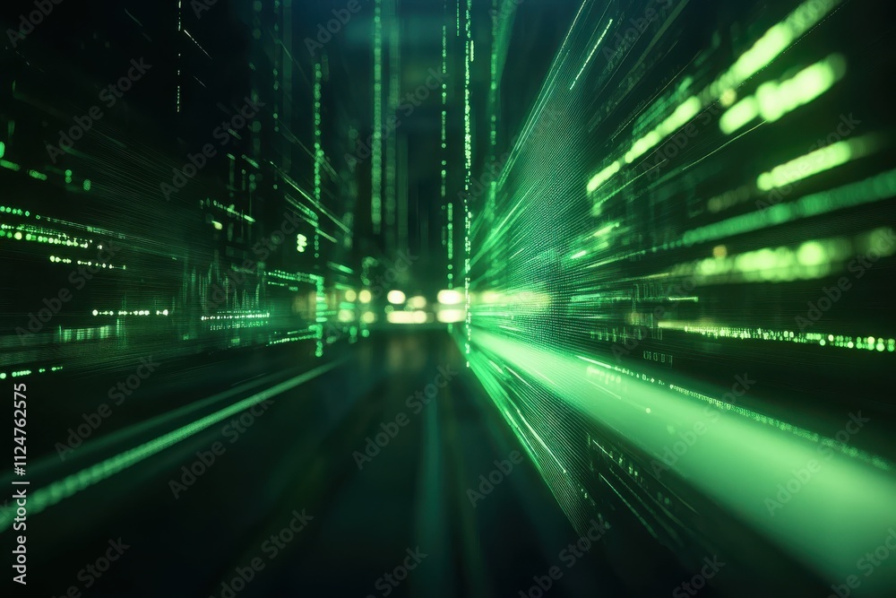 Green line graph financial data visualization digital finance glowing neon effect Green line graph financial data visualization digital finance glowing neon effect