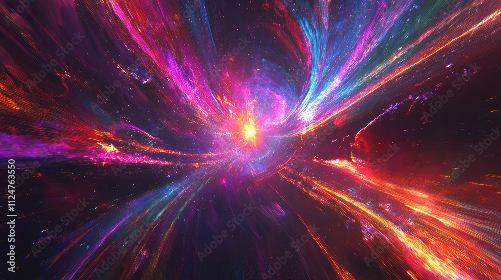 Obraz premium Abstract vibrant cosmic energy explosion.