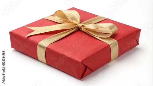 Red Gift Box with Gold Ribbon A Festive Concept