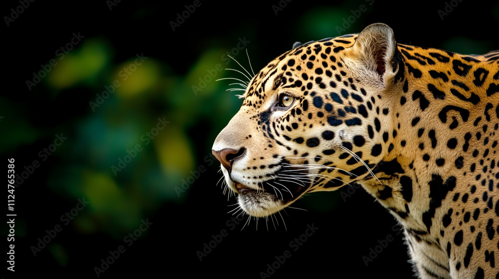 Naklejka premium Leopard perched on a tree branch in alert pose