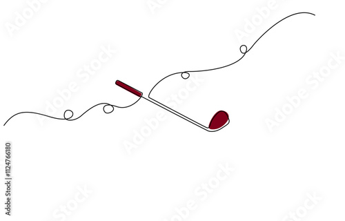 Golf putter continuous one line drawing, Golf line icon, Golf Club, One continuous line drawing of Golf sports vector illustration, Golf putter abstract one line icon drawing.