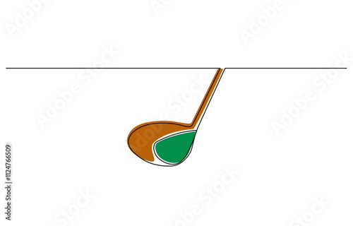 Golf putter continuous one line drawing, Golf line icon, Golf Club, One continuous line drawing of Golf sports vector illustration, Golf putter abstract one line icon drawing.