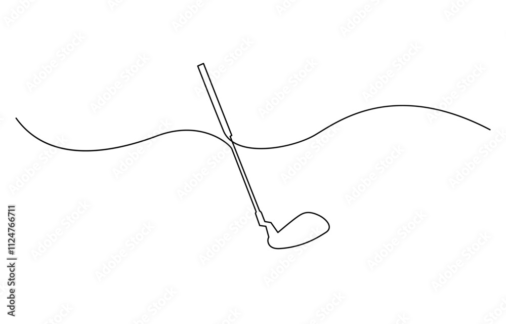 Fototapeta premium Golf putter continuous one line drawing, Golf line icon, Golf Club, One continuous line drawing of Golf sports vector illustration, Golf putter abstract one line icon drawing.