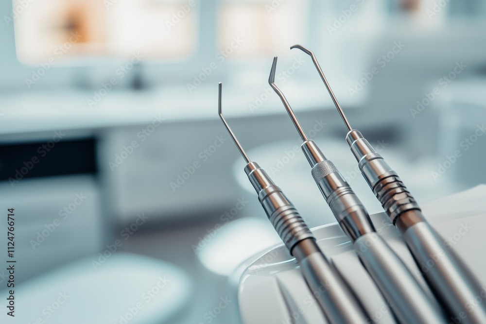Dentist's office showing dental drills and dental care essentials with maximum detail Dentist's office showing dental drills and dental care essentials with maximum detail