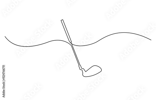 Golf putter continuous one line drawing, Golf line icon, Golf Club, One continuous line drawing of Golf sports vector illustration, Golf putter abstract one line icon drawing.