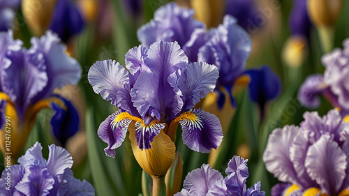 Iris flowers in the garden 