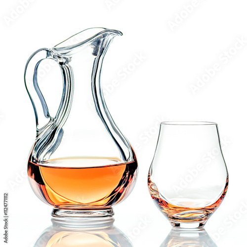 Jug and glass with water isolated on white background photo