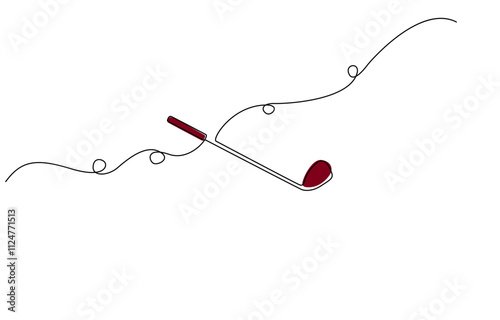 Golf putter continuous one line drawing, Golf line icon, Golf Club, One continuous line drawing of Golf sports vector illustration, Golf putter abstract one line icon drawing.