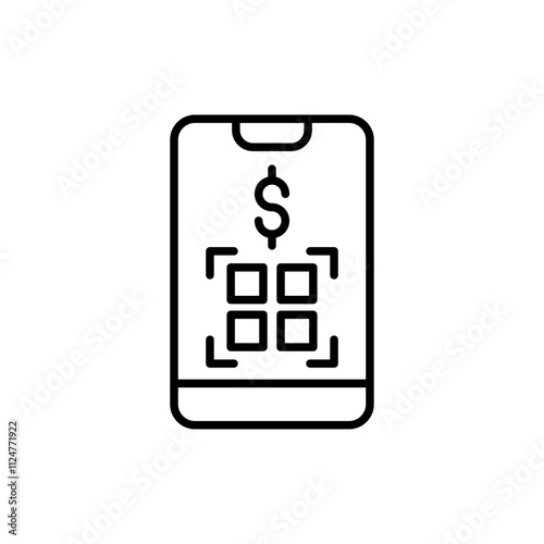 Mobile payment outline icons, minimalist vector illustration ,simple transparent graphic element .Isolated on white background