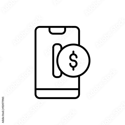 Mobile payment outline icons, minimalist vector illustration ,simple transparent graphic element .Isolated on white background