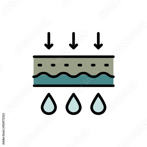Water filtration color icon. Rain drops, H2O molecule, purification filter, pure aqua vector illustration. Flat pictogram for drink. Simple vector Isolated on white background.