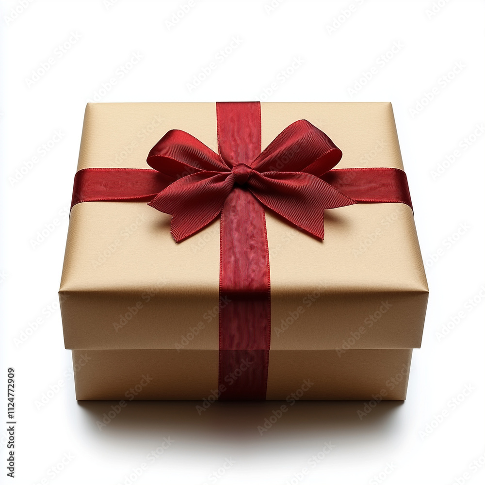 A golden box with red ribbon on top A golden box with red ribbon on top