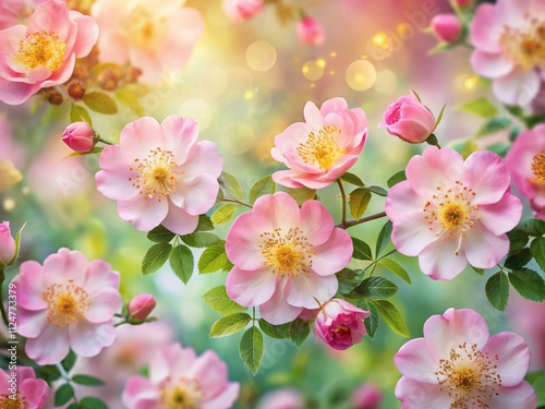 Beautiful Low Light Photography of Wild Roses Seamless Pattern for Scrapbook Paper Featuring Soft Pink Roses on a Delicate Background, Perfect for Creative Projects and Crafts