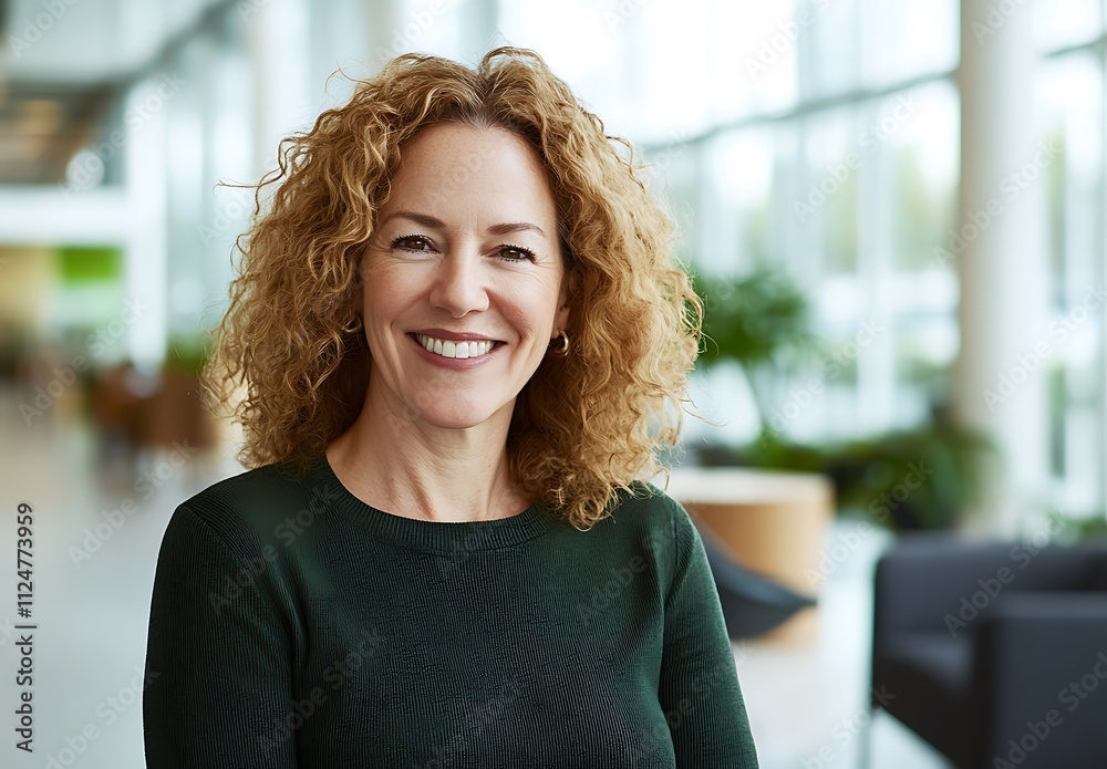 A photo of a beautiful, smiling woman with curly hair A photo of a beautiful, smiling woman with curly hair