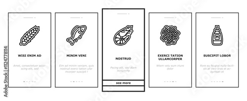 allergen product food free onboarding mobile vector gluten organic, product gmo, label cosmetic, sugar allergy, cruelty allergen product food free illustrations