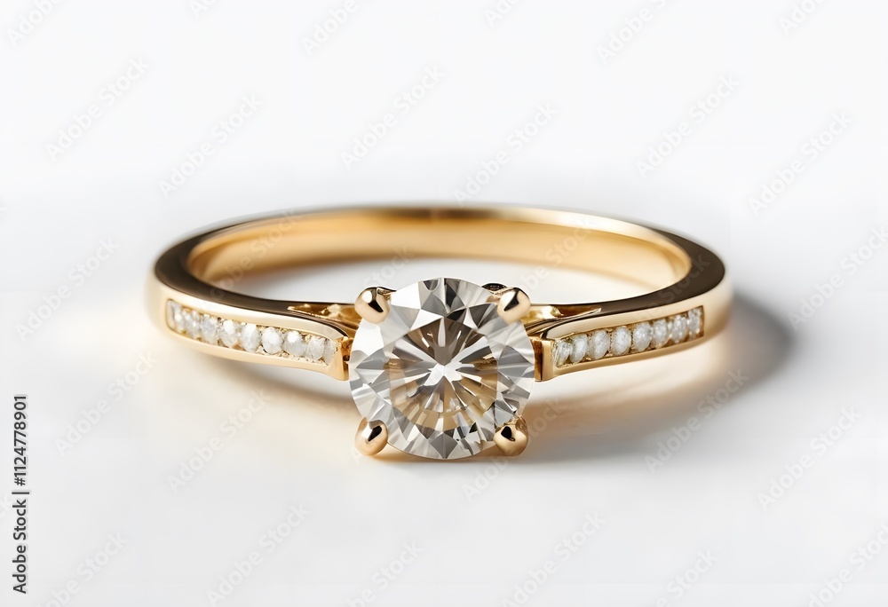 Elegant Diamond Engagement Ring in Gold Setting Elegant Diamond Engagement Ring in Gold Setting