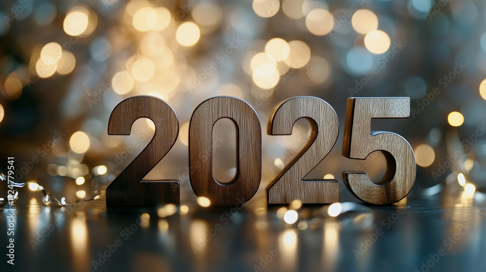 Festive New Year 2025 Countdown with Wooden Numbers and Bokeh Lights, Perfect for Holiday Greetings and Celebrations. Festive New Year 2025 Countdown with Wooden Numbers and Bokeh Lights, Perfect for Holiday Greetings and Celebrations.