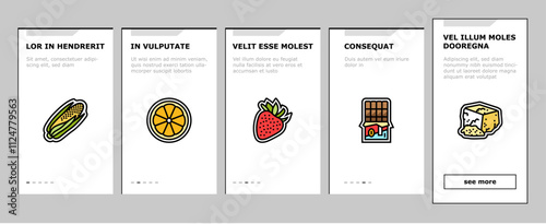 allergen product food free onboarding mobile vector gluten organic, product gmo, label cosmetic, sugar allergy, cruelty allergen product food free illustrations