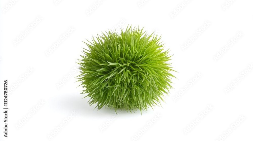 A Lush, Vibrant Green Sphere of Grass with a Soft, Natural Texture on a White Background, Perfect for Illustrating Nature, Freshness, and Organic Themes A Lush, Vibrant Green Sphere of Grass with a Soft, Natural Texture on a White Background, Perfect for Illustrating Nature, Freshness, and Organic Themes