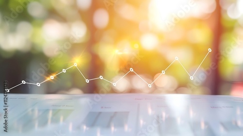 Detailed line graph illustrating steady GDP growth over time, clean white background with subtle shadows highlighting the upward trend, professional economic analysis visualization.
