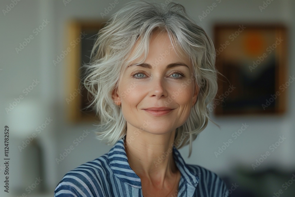 senior blonde businesswoman sitting on office senior blonde businesswoman sitting on office