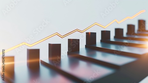 Detailed line graph illustrating steady GDP growth over time, clean white background with subtle shadows highlighting the upward trend, professional economic analysis visualization.