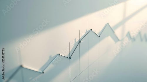 Detailed line graph illustrating steady GDP growth over time, clean white background with subtle shadows highlighting the upward trend, professional economic analysis visualization.
