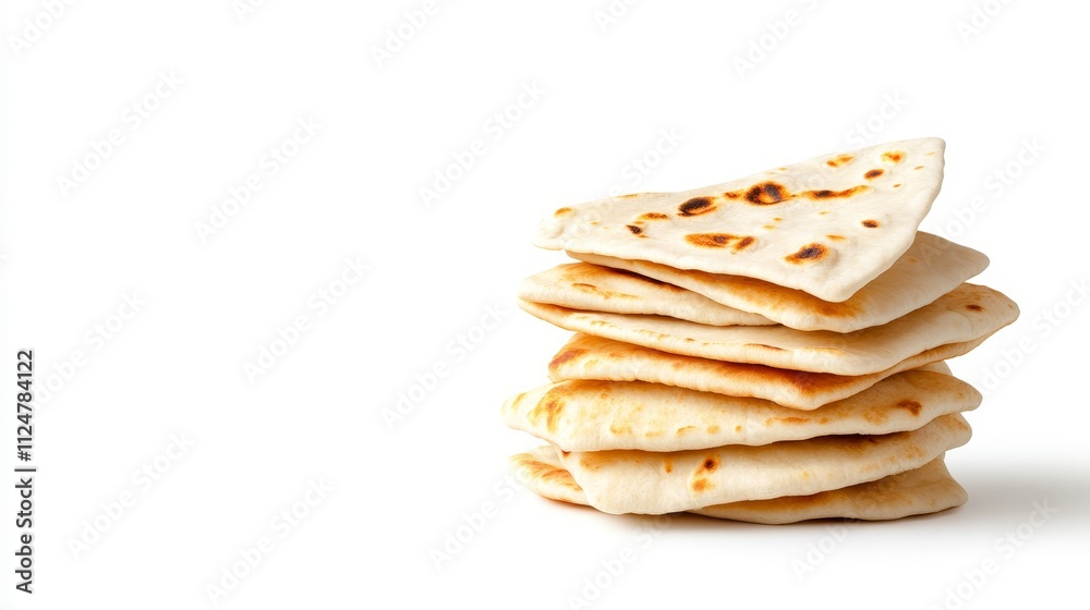 Stack of Freshly Baked Flatbreads on a White Background Ideal for Culinary and Food-Related Projects, Perfect for Recipes and Food Styling Ideas Stack of Freshly Baked Flatbreads on a White Background Ideal for Culinary and Food-Related Projects, Perfect for Recipes and Food Styling Ideas