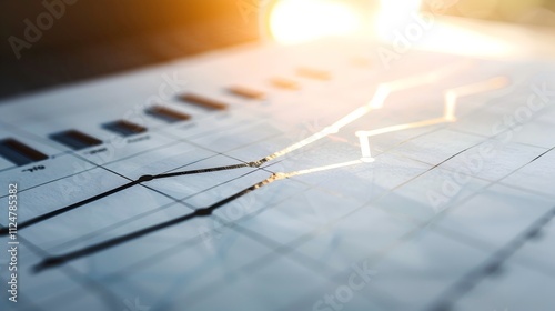 Detailed line graph illustrating steady GDP growth over time, clean white background with subtle shadows highlighting the upward trend, professional economic analysis visualization.