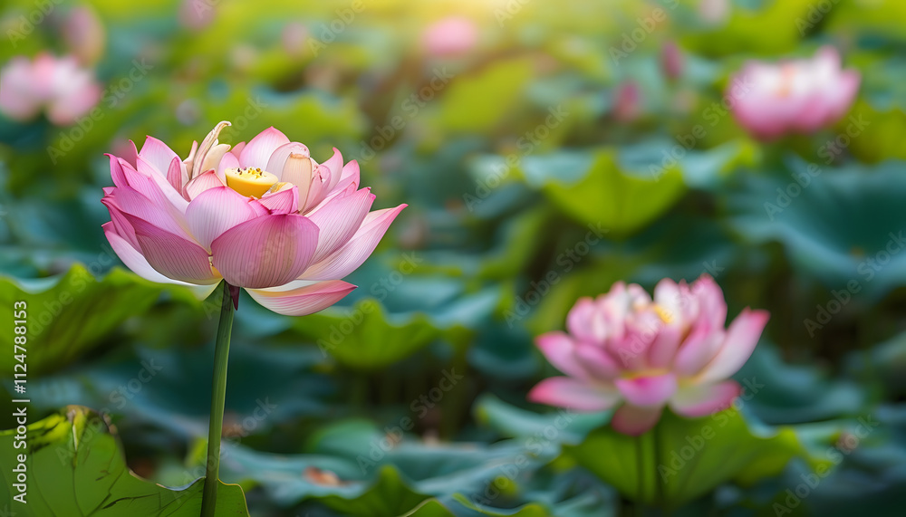 Pink Lotus Flowers in a Pond Pink Lotus Flowers in a Pond