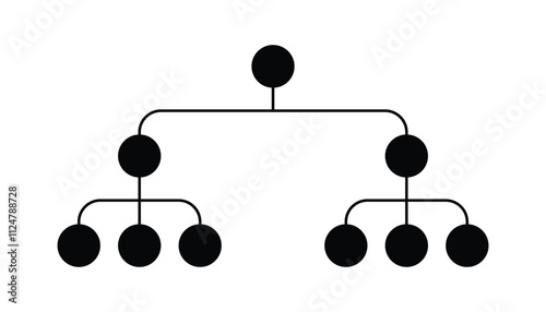 Family tree in black circle. leadership people structure. teamwork sign. hierarchy pyramid. hierarchy lines. people teamwork management illustration