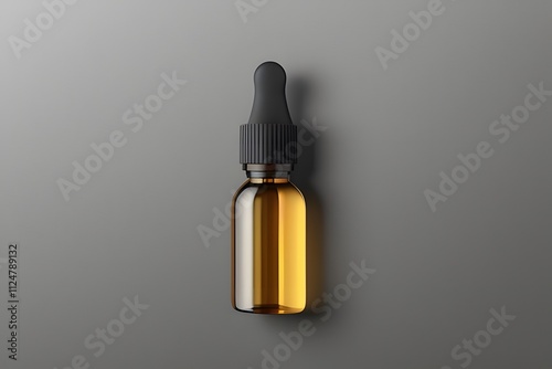 Laboratory Setting with Amber Glass and Transparent Glass Dropper Bottles on Reflective Surface
