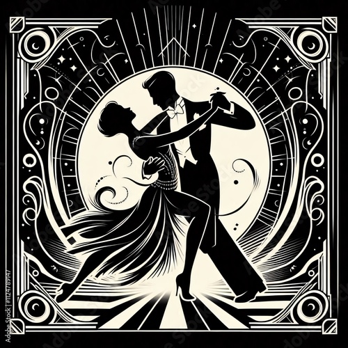 art deco couple dance retro glamorous 1920s white white elegance vintage roaring twenties