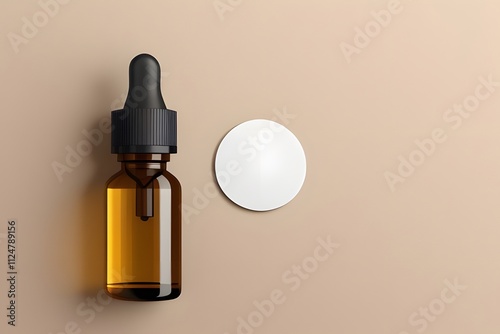 Laboratory Setting with Amber Glass and Transparent Glass Dropper Bottles on Reflective Surface