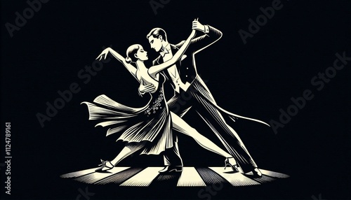 art deco couple dance retro glamorous 1920s white white elegance vintage roaring twenties