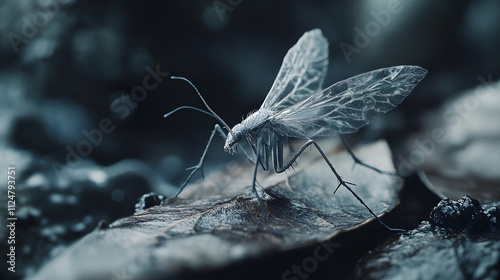 Intricate Details of a Fungus Gnat in Its Natural Habitat Revealing the Wonders of Forest Biodiversity photo