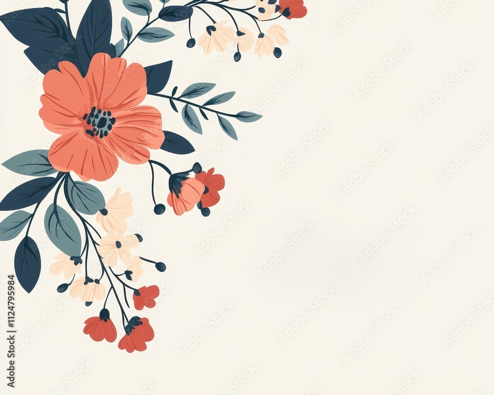 Naklejka premium Thank you text, subtle floral pattern, elegant tone, flat design illustration