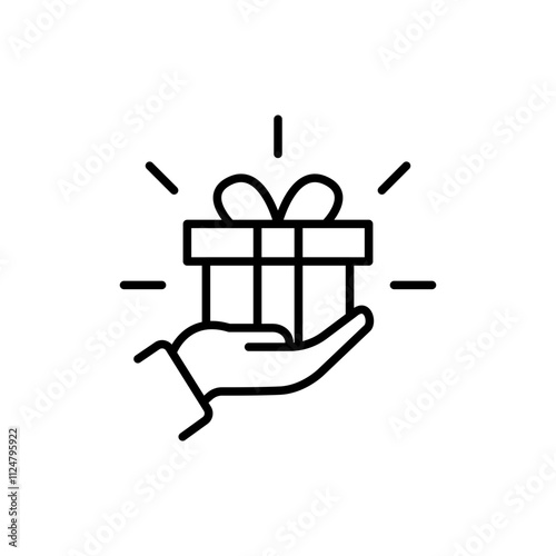 Giveaway outline icons, minimalist vector illustration ,simple transparent graphic element .Isolated on white background