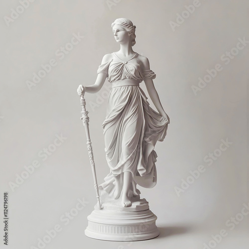 Justice statue isolated on white background. photo