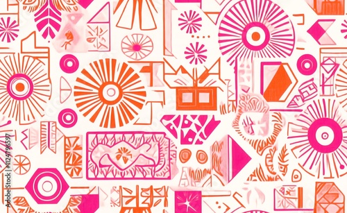 illustration with pink and orange geometric patterns photo