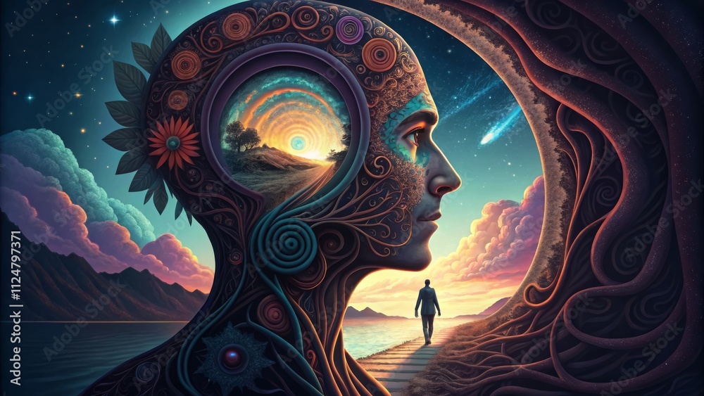 Inner Cosmos Surreal Portrait, Organic Patterns, Cosmic Landscape, Journey, Digital Art Surrealism, Fantasy Art Inner Cosmos Surreal Portrait, Organic Patterns, Cosmic Landscape, Journey, Digital Art Surrealism, Fantasy Art
