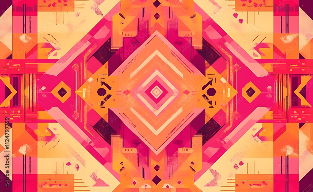 Obraz premium illustration with pink and orange geometric patterns