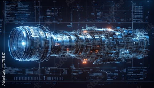 A futuristic space ship with a large camera on the front