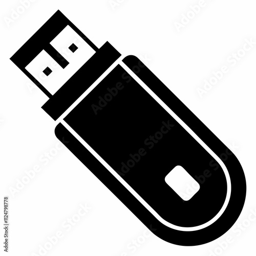 Minimalist USB Drive Silhouette Vector Icon Design