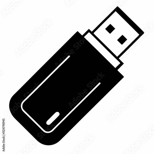 Minimalist USB Drive Silhouette Vector Icon Design